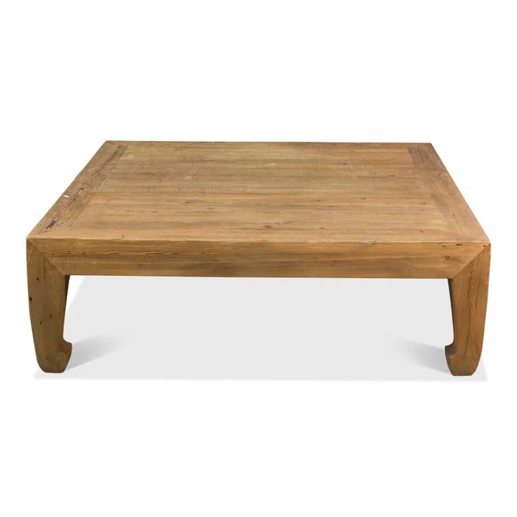 Transitional Chinese-Inspired Square Coffee Table in Reclaimed Pine