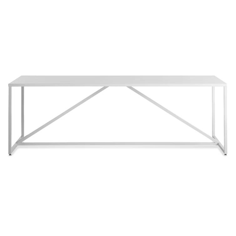 White Bar Height Table with Powder-Coated Steel Frame
