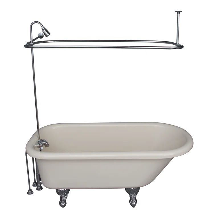 60" Bisque Acrylic Clawfoot Freestanding Soaking Tub
