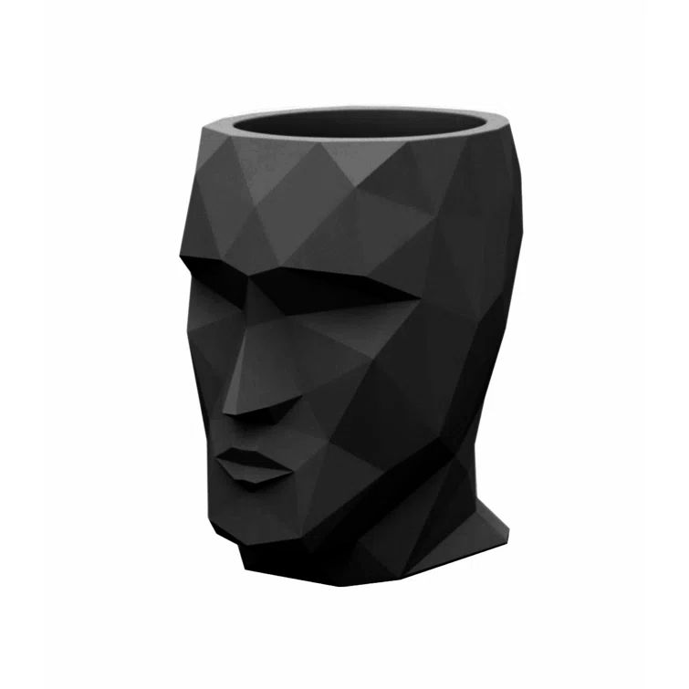 Adan Black Matte Finish Novelty Planter, 16.5" H x 11.75" W