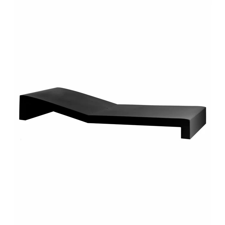 Coastal Black Polyethylene Outdoor Chaise Lounge with Low Rise Legs