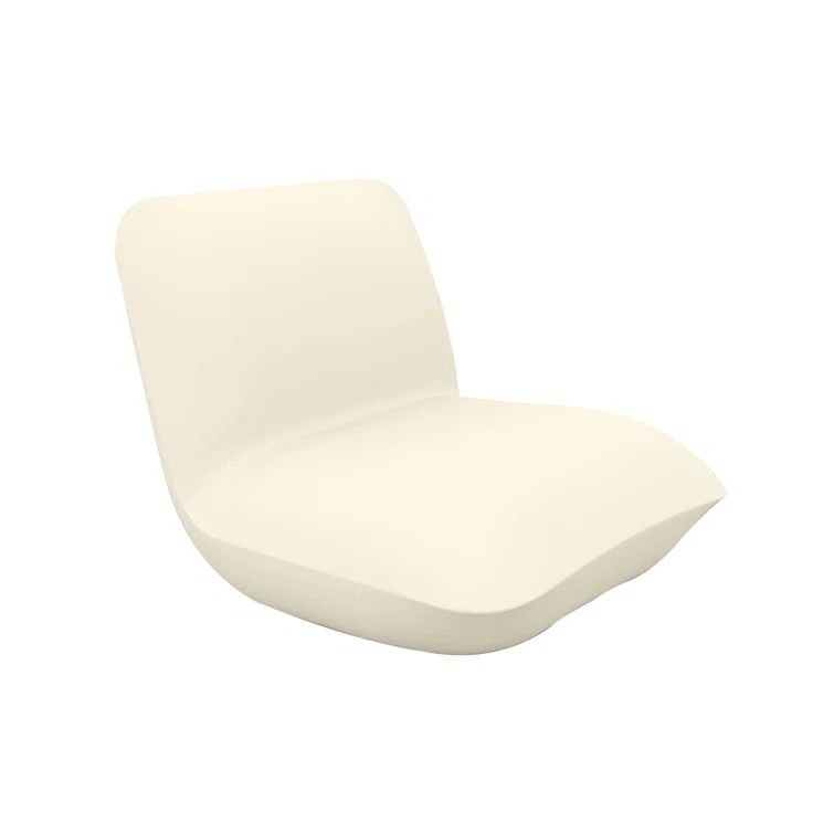 Ecru Plastic Armless Outdoor Lounge Chair