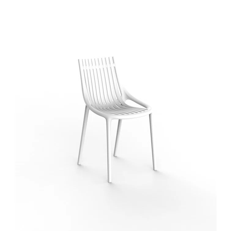 White Matte Polypropylene Armless Dining Chair