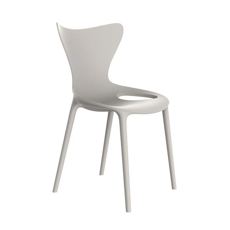 Ecru Matte Armless Polypropylene Side Chair by Eugeni Quitllet