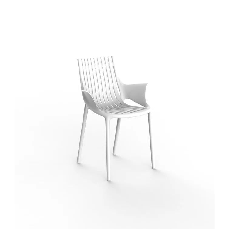 White Polypropylene Modern Dining Arm Chair