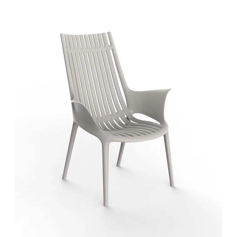 Ecru Matte Polypropylene Dining Chair with Armrest, 18.5" Seat