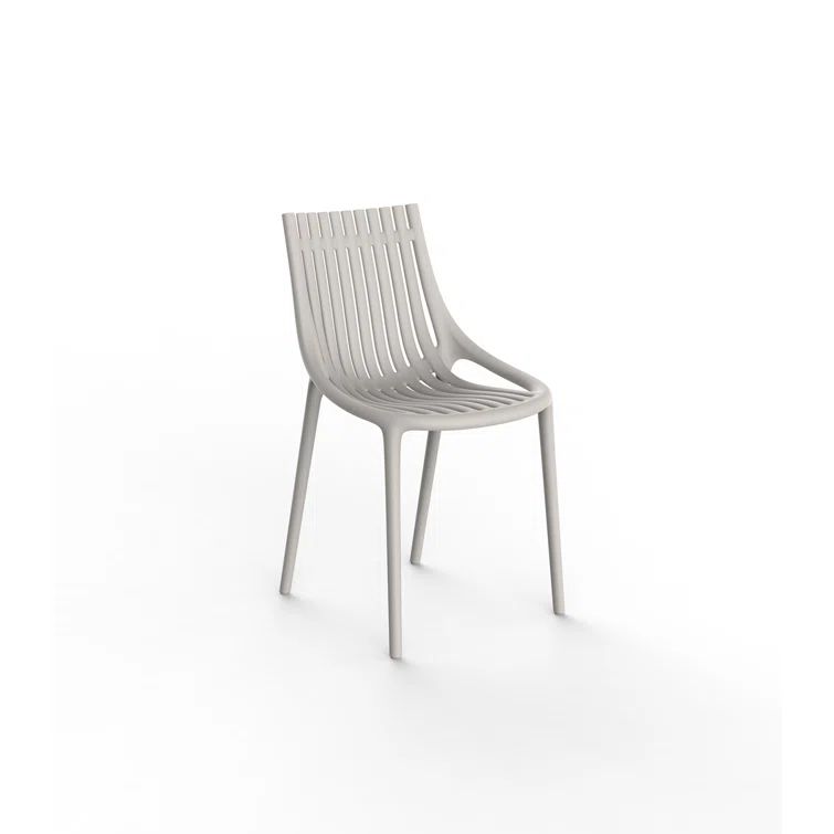 Ecru Matte Polypropylene Armless Dining Chair