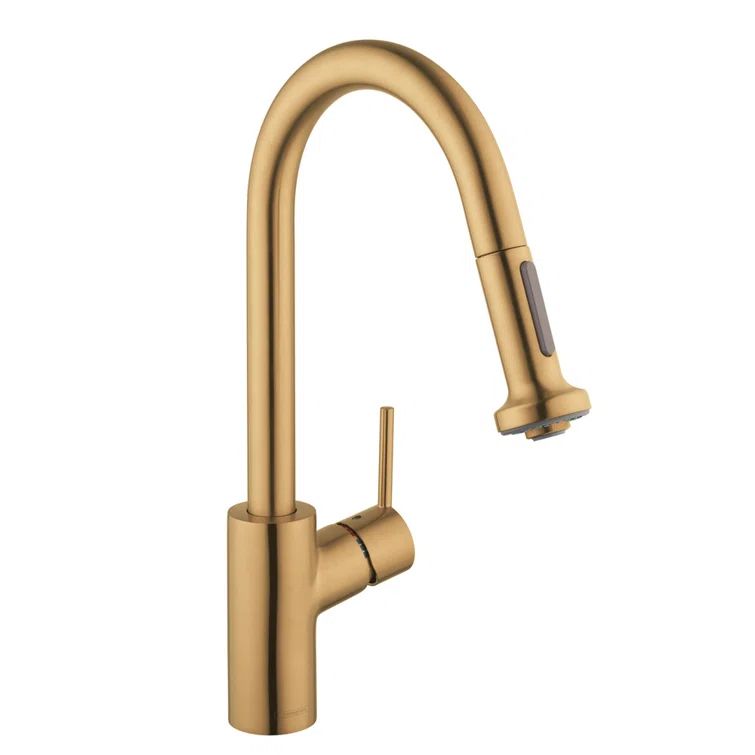 Modern Nickel Pull-Out Spray Kitchen Faucet in Steel Optik