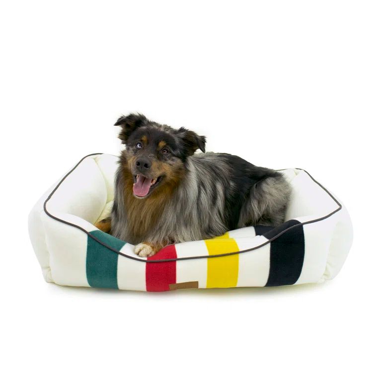 Large Orthopedic Striped Polyester Dog Bed