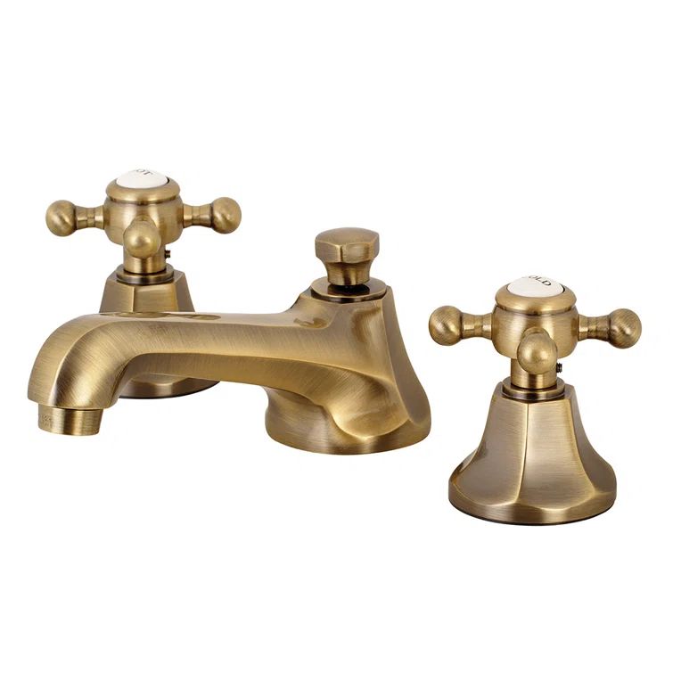 Vintage Brass 8-Inch Widespread Bathroom Faucet with Drain Assembly