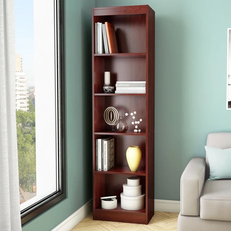 Royal Cherry Adjustable 5-Shelf Narrow Bookcase