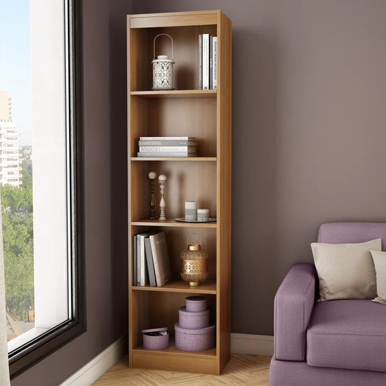 Morgan Cherry Adjustable 5-Shelf Narrow Bookcase
