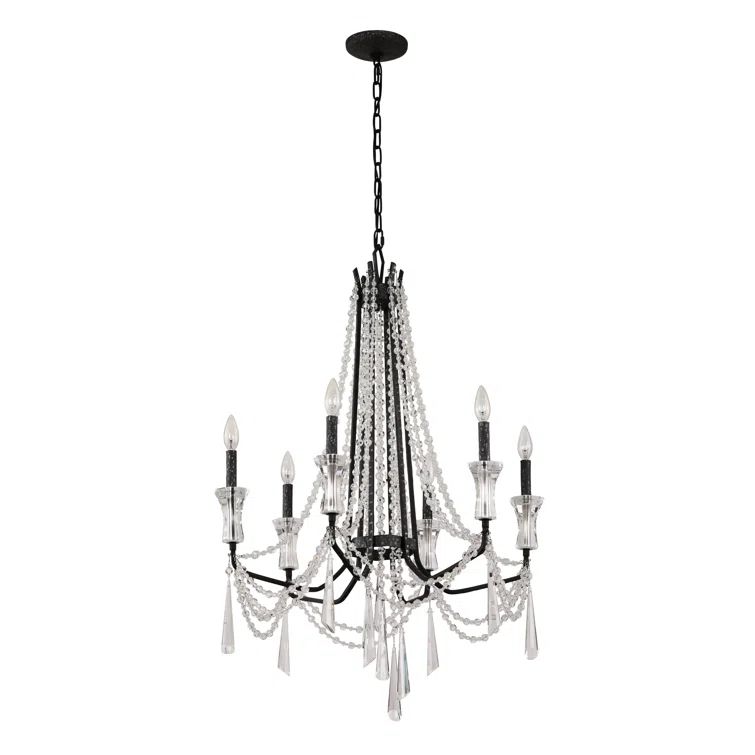 Barcelona Onyx Black 6-Light Traditional Crystal Chandelier