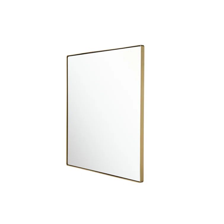 Elegant Gold Finish 30x30 Inch Rounded Square Wood Wall Mirror