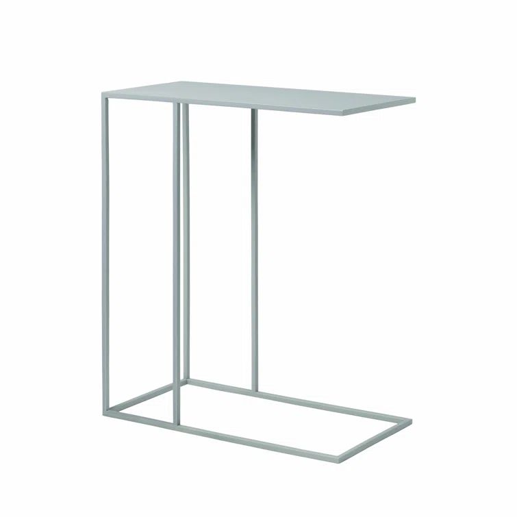 Light Gray Powder-Coated Steel Minimalist Side Table