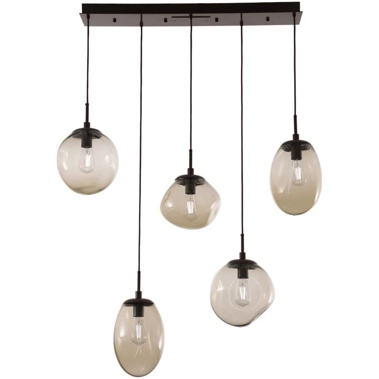 Cosmos Bronze 5-Light Matte Black Kitchen Island Pendant