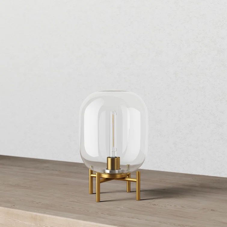 Edison Voice-Controlled Industrial Table Lamp in Brushed Brass/Clear