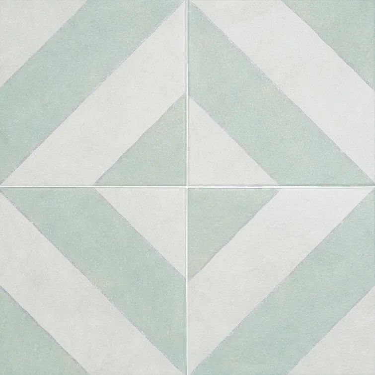 Sage and White Diagonal 9" x 9" Porcelain Tile