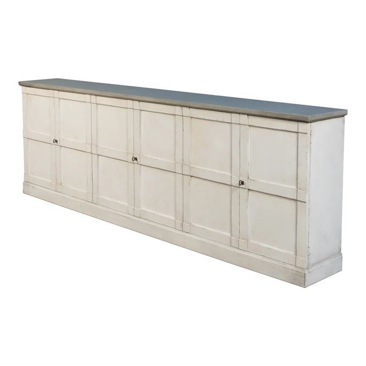 Luciana 112'' White and Gray Wood Buffet with 6 Doors