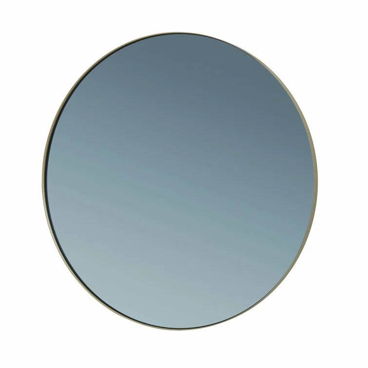 20" Smoke Glass Round Wall Mirror with Steel Frame