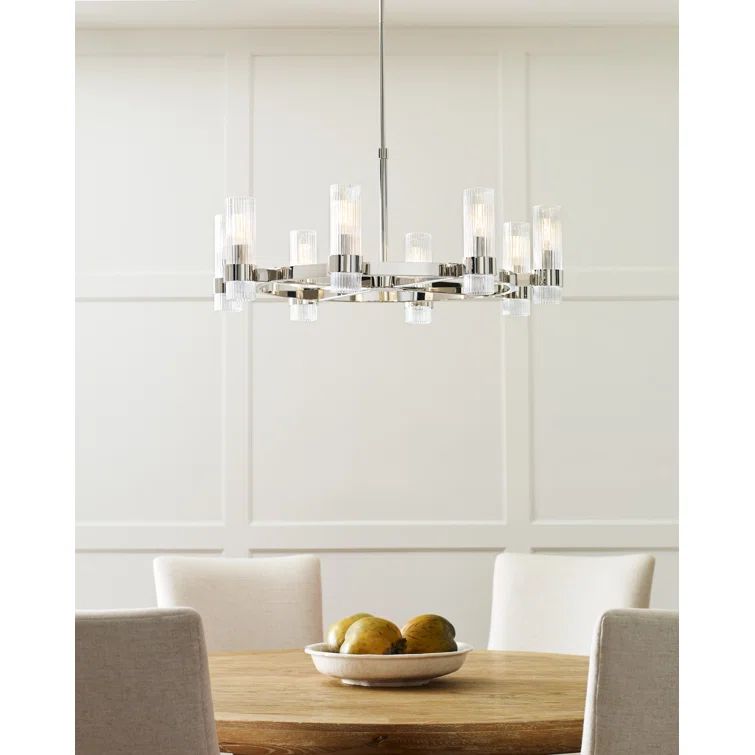 Geneva Polished Nickel 8-Light Chandelier with Clear Glass Shades