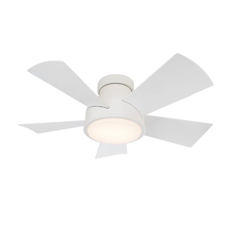 Vox 38" Matte White Smart Flush Mount Ceiling Fan with LED