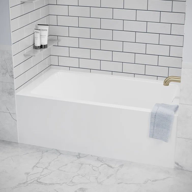 Grayley 60'' White Acrylic Alcove Soaking Bathtub
