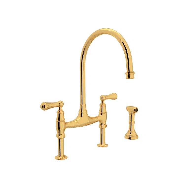 Polished Nickel Brass Traditional Kitchen Faucet with Side Spray