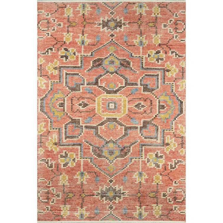 Ophelia Red Hand-Knotted Wool Medallion 8' x 10' Area Rug