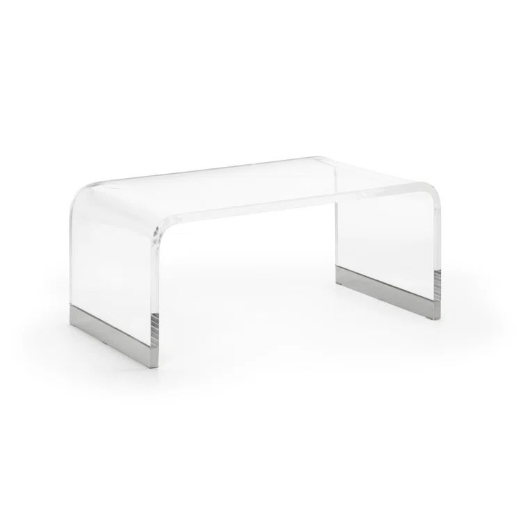 Contemporary Acrylic Waterfall Coffee Table with Nickel Feet