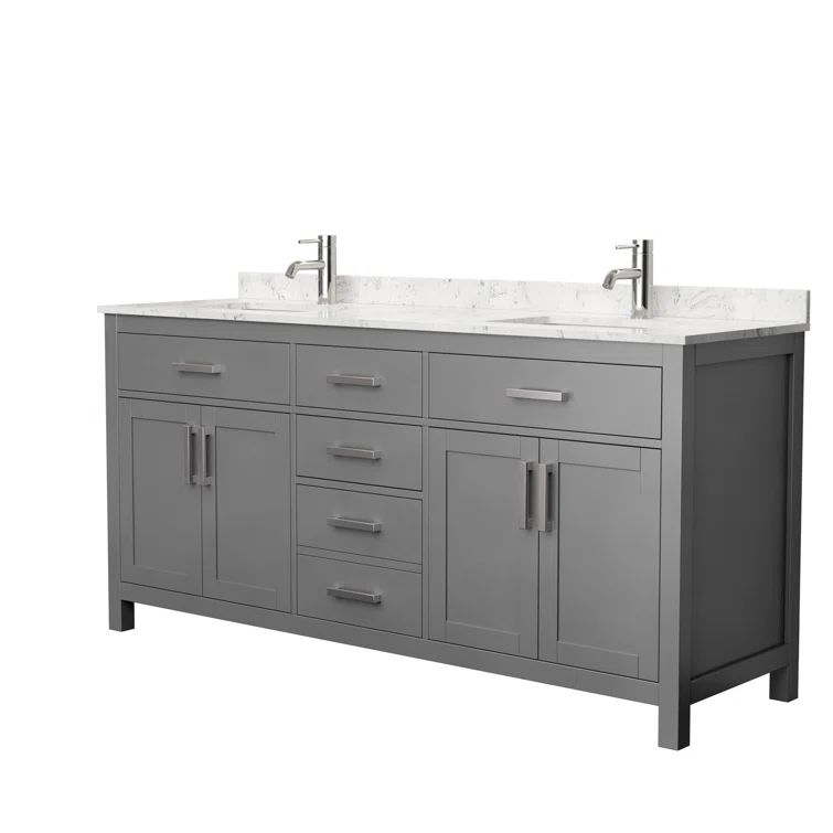 Beckett 72" Dark Gray Double Bathroom Vanity with Marble Top