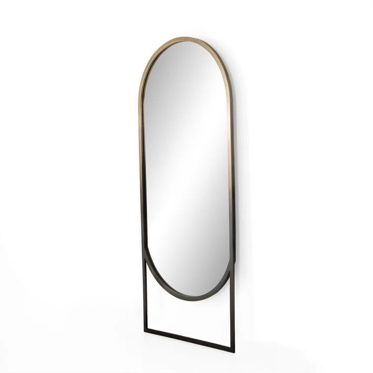 Arched Ombre Brass Rectangular Floor Mirror