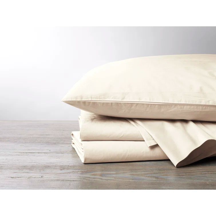 Queen Organic Cotton Percale Sheet Set in Natural