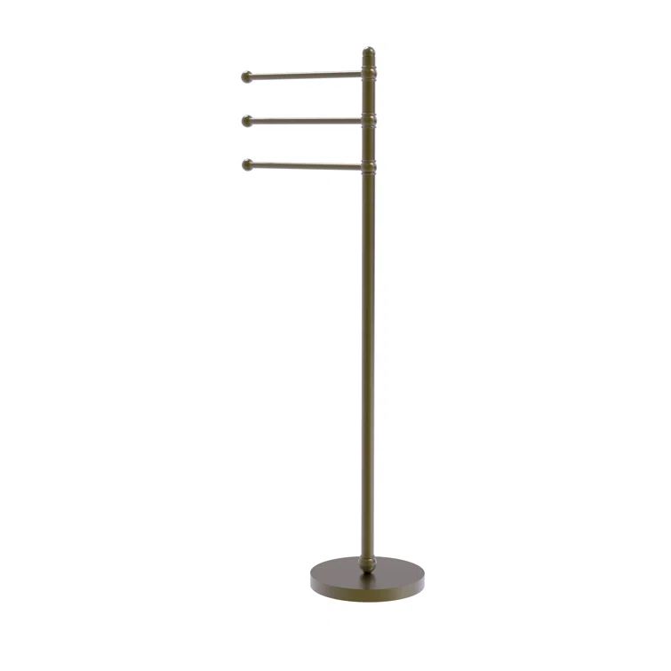 Antique Brass Freestanding Towel Stand with Pivoting Arms