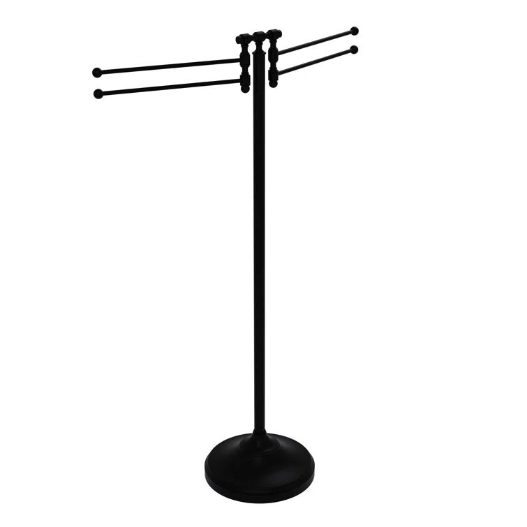 Nickel Freestanding Towel Stand with Pivoting Arms