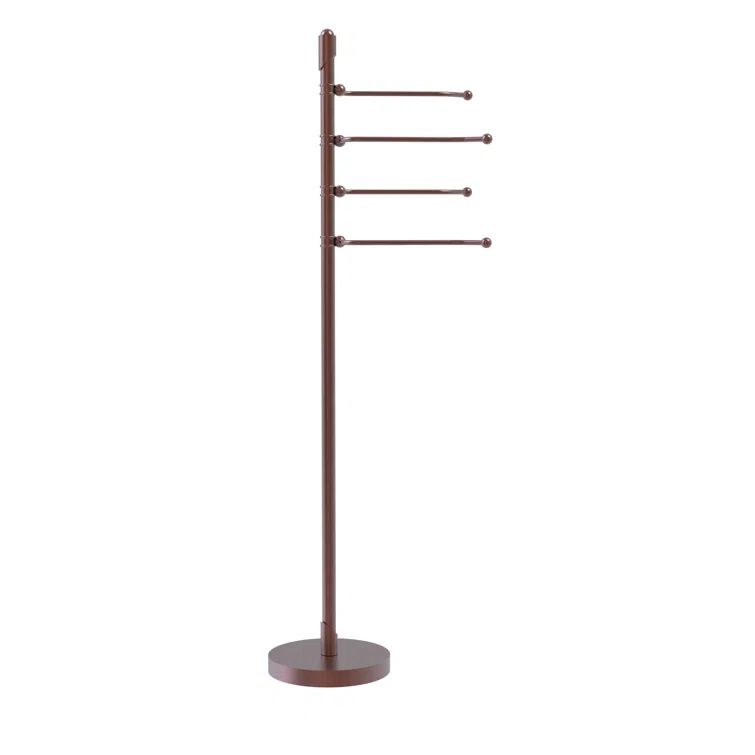 Nickel Freestanding Towel Stand with Pivoting Arms