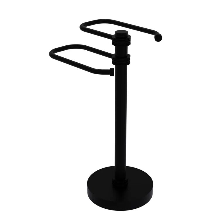 Matte Black Freestanding Two Arm Guest Towel Holder