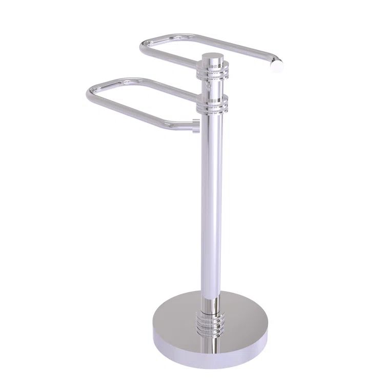 Polished Chrome Two-Arm Freestanding Towel Holder