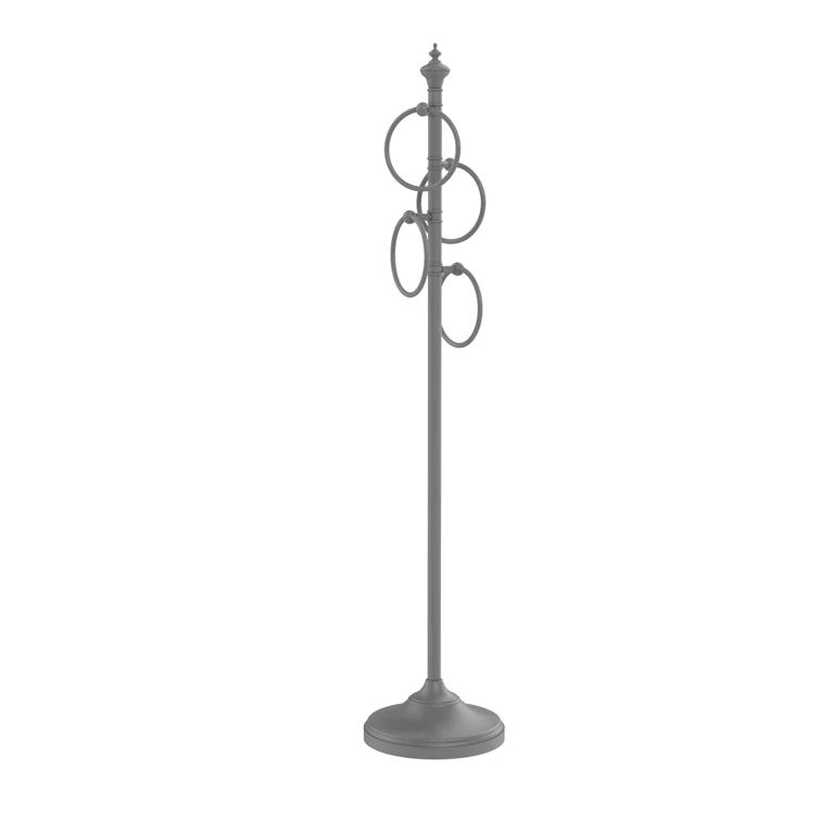 Matte Gray Brass Floor Standing Towel Ring Stand