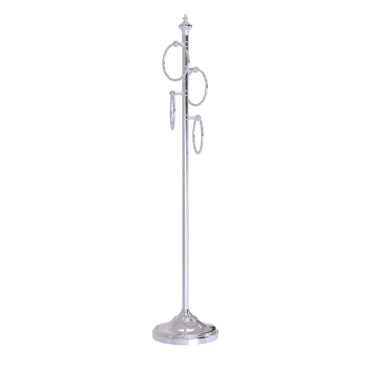 Polished Chrome Freestanding Towel Stand with 4 Rings