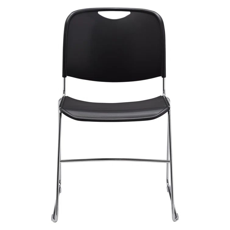 Gunmetal Gray Armless Metal Stacking Chair