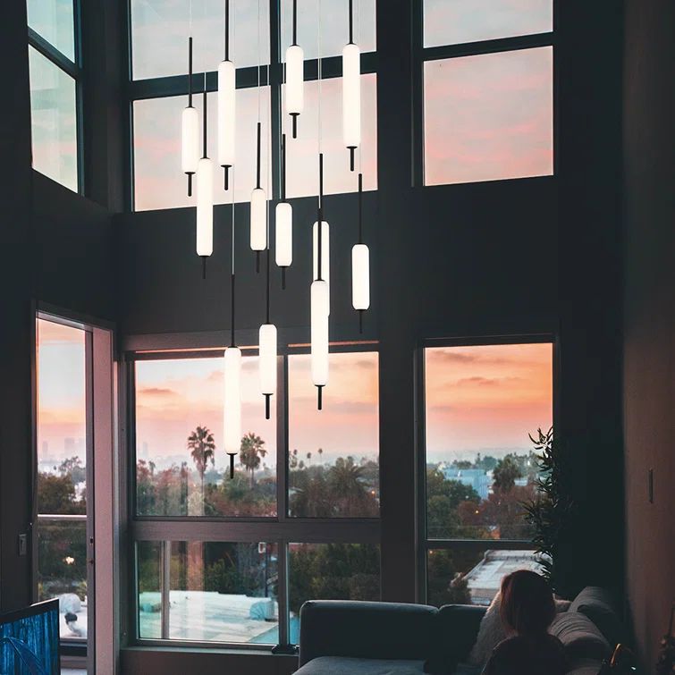 Cumberland Opal Glass 12-Light LED Chandelier in Black