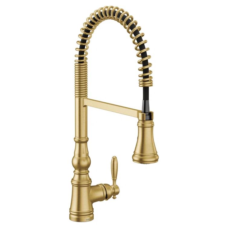 Brushed Gold Stainless Steel Pull-Down Kitchen Faucet