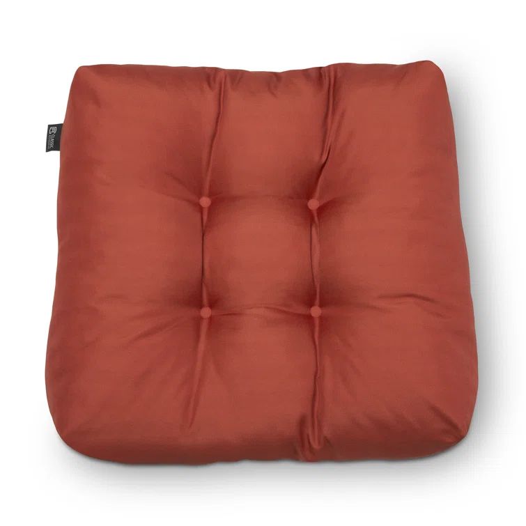 Brick Red Polyester Square Patio Seat Cushion, 19 x 19 x 5 inch