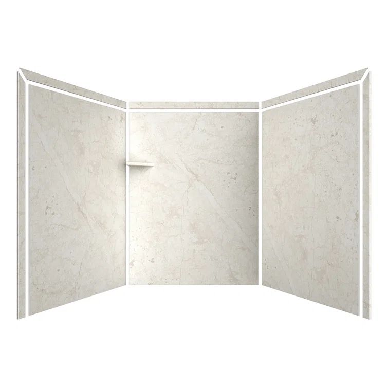 Adaptable Botticino Cream 60" x 60" x 80" Alcove Shower Kit
