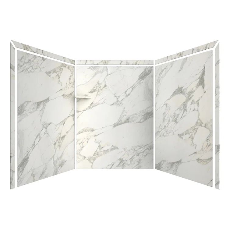 Calcutta Gold 60" x 80" Marble-Look Alcove Shower Kit