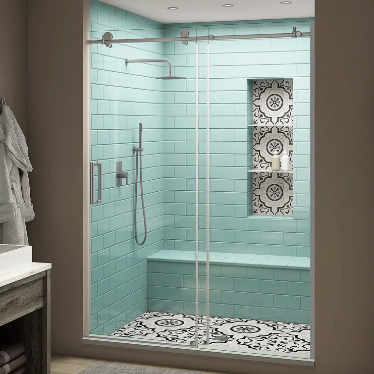 Coraline XL 48" W x 80" H Single Sliding Frameless Shower Door