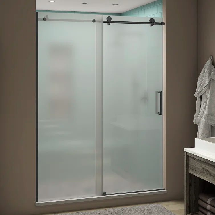 Coraline XL 52" Black Frameless Sliding Shower Door