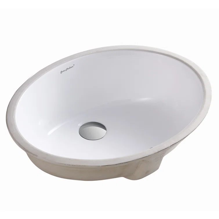 Monaco 19-Inch Gloss White Ceramic Oval Undermount Sink