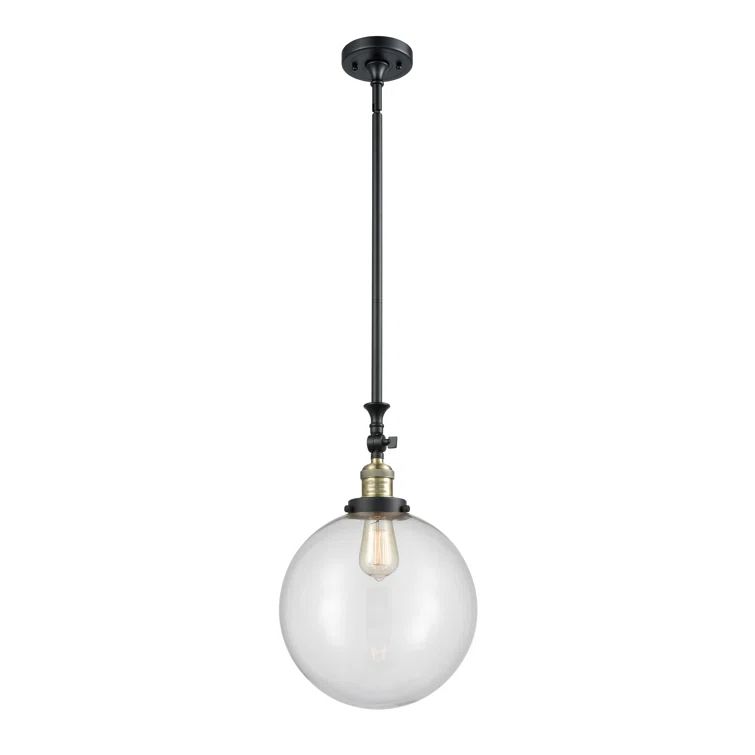Black Antique Brass Mini Globe Pendant with Adjustable Downrod